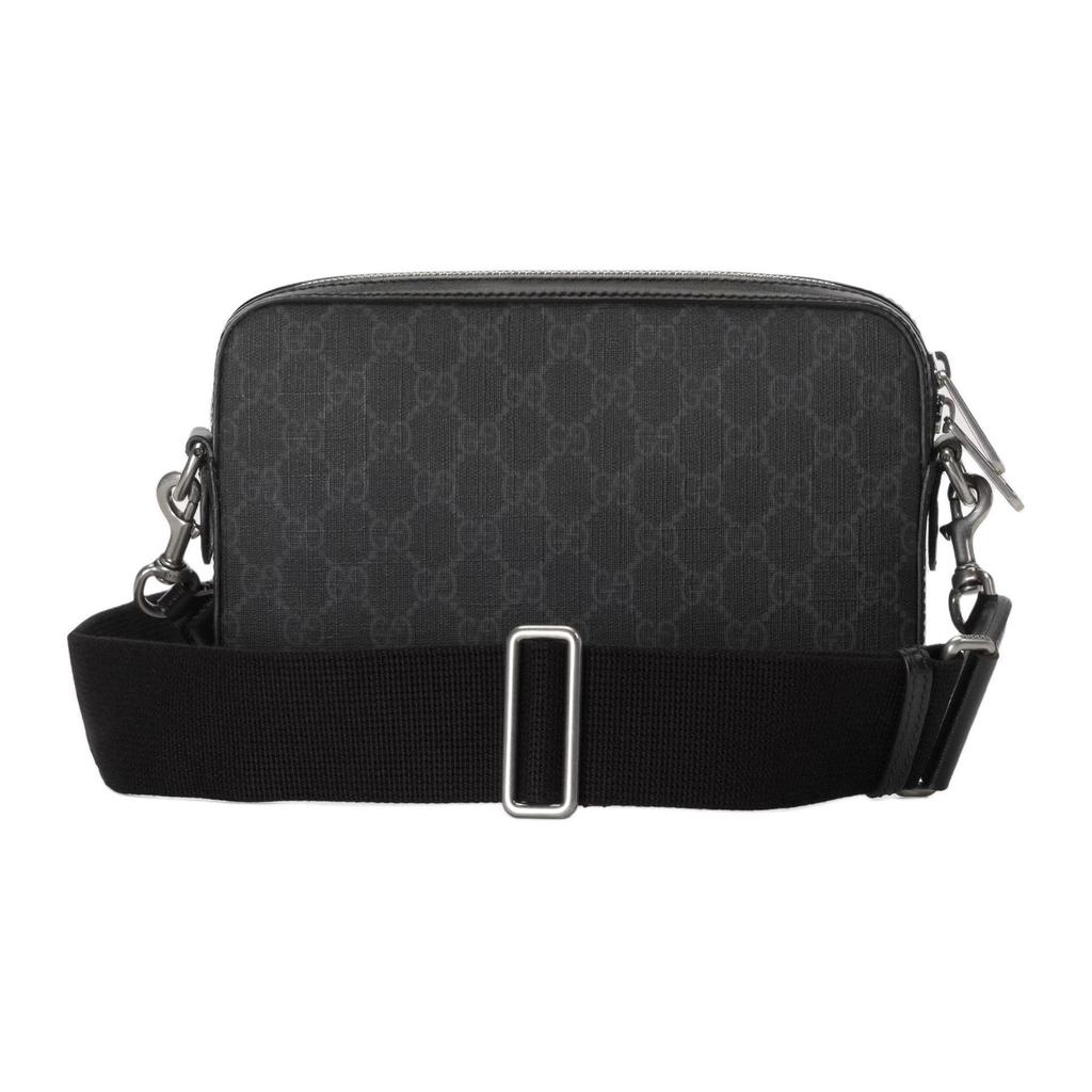Gucci GG Monogram Canvas Messenger Crossbody Bag In Black For Unisex Daily Use