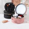 PU Leather LED Makeup Bag with Mirror Adjustable Dividers Lighted Cosmetic Storage Box  Vanity