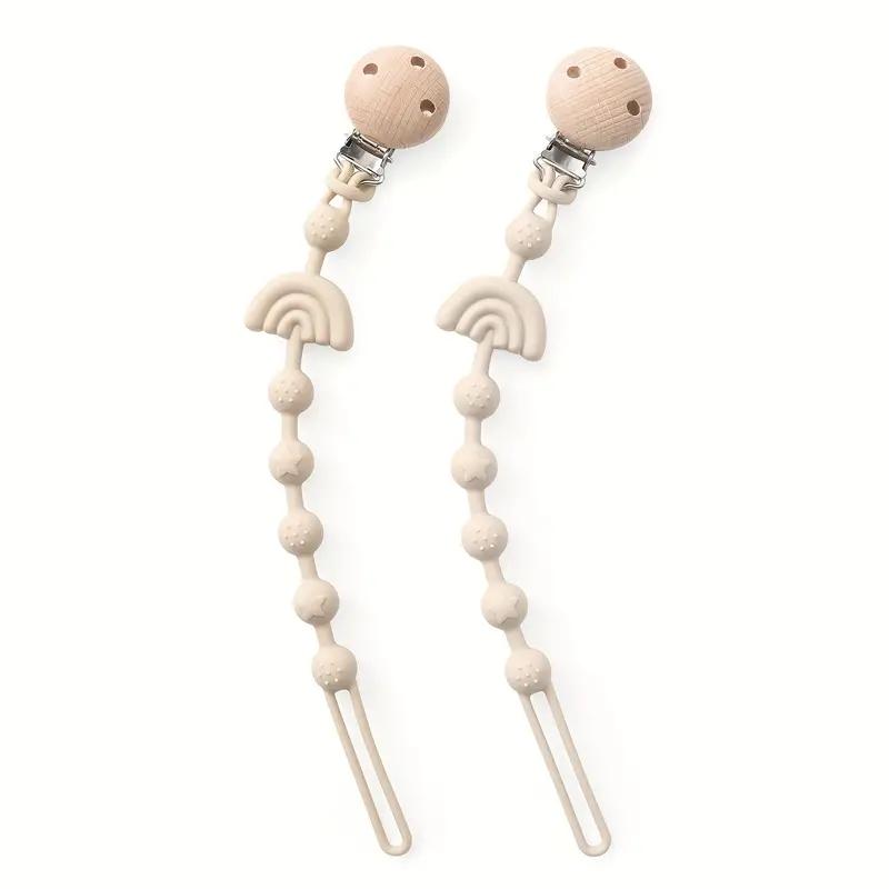 2шт. Силиконовые зажимы для пустышек, милые цепочки для пустышек, держатели для пустышек