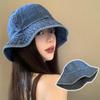 Корейская джинсовая шляпа-ведро для женщин, однотонная, с большими полями, солнцезащитная, рыболовная, винтажная, солнцезащитная, ковбойская, JK Girls
