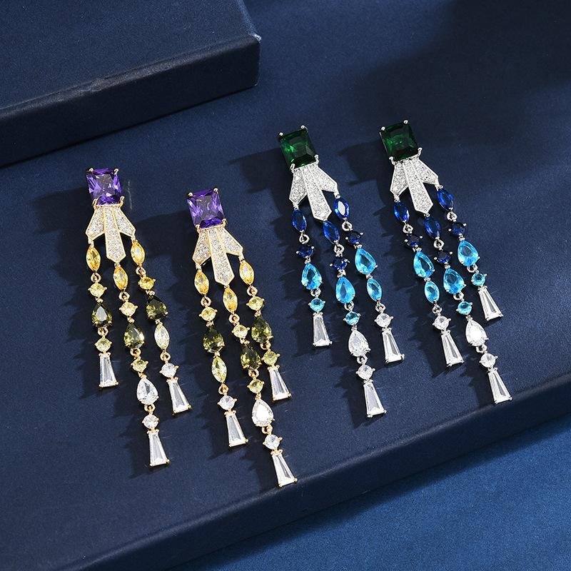 Серьги Light Luxury Color Zircon Atmosphere Color, модные, темпераментные, чувственные серьги