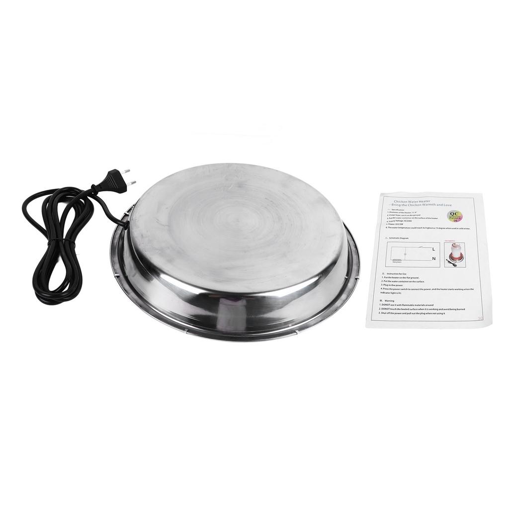 Поилка для птицы с подогревом, устойчивая к укусам, из нержавеющей стали, подогреватель воды для кур для зимы, вилка ЕС
