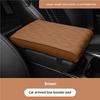 PU Leather Wave Embroider Car Armrest Mat Center Console Protection Cushion Auto Storage Box Cover Pad - Black