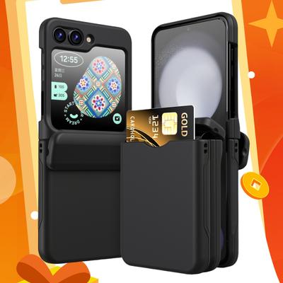 Прочный складной чехол Funda для Samsung Galaxy Z Flip6 5G Flip5 Flip 6 5 Flip4 Flip3 Flip 4 3 Аксессуары для телефонов Держатель для карт