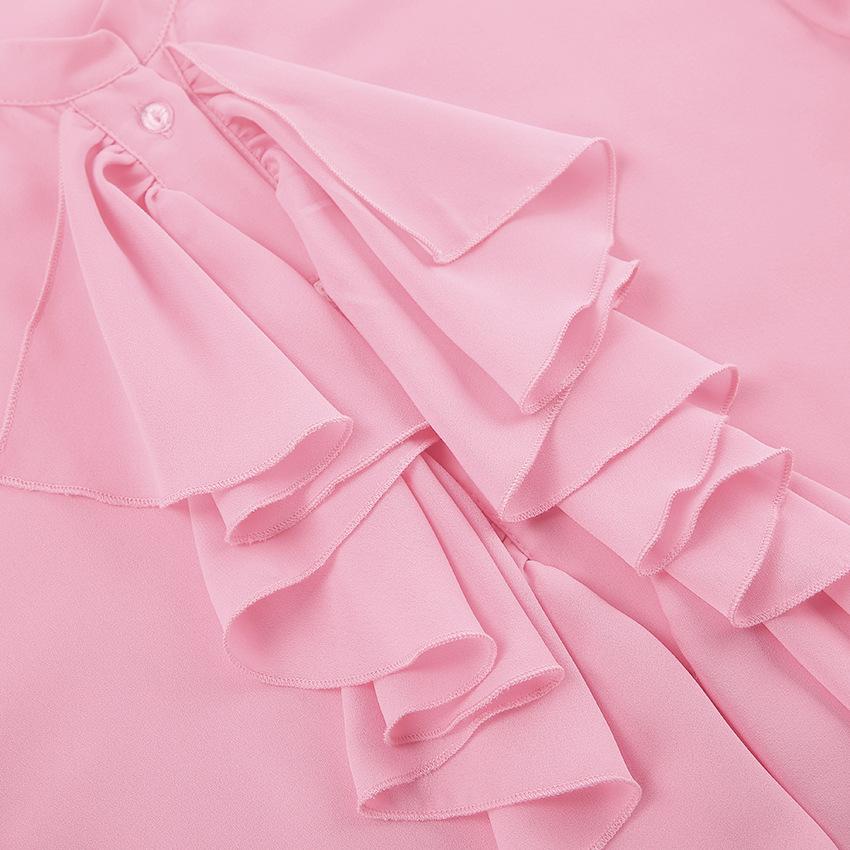 Women's White Fashion Patchwork Lace Flared Sleeves Loose Ruffled French Shirt Temperament Summer Women Elegant Chiffon Blouses