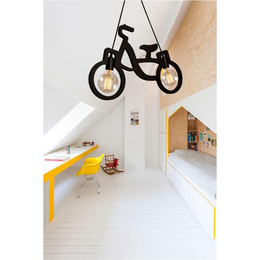 Деревянная черная велосипедная сталактитовая люстра из дерева, роскошная деревенская современная декоративная лампа, люстра для детской комнаты