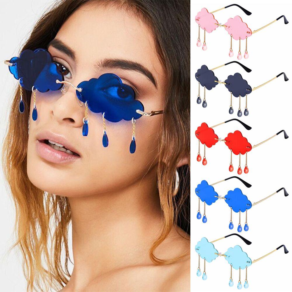 Fashion UV400 Shades Rimless Sunglasses Disco Glasses Clouds Tassel Sunglasses Steampunk Sunglasses
