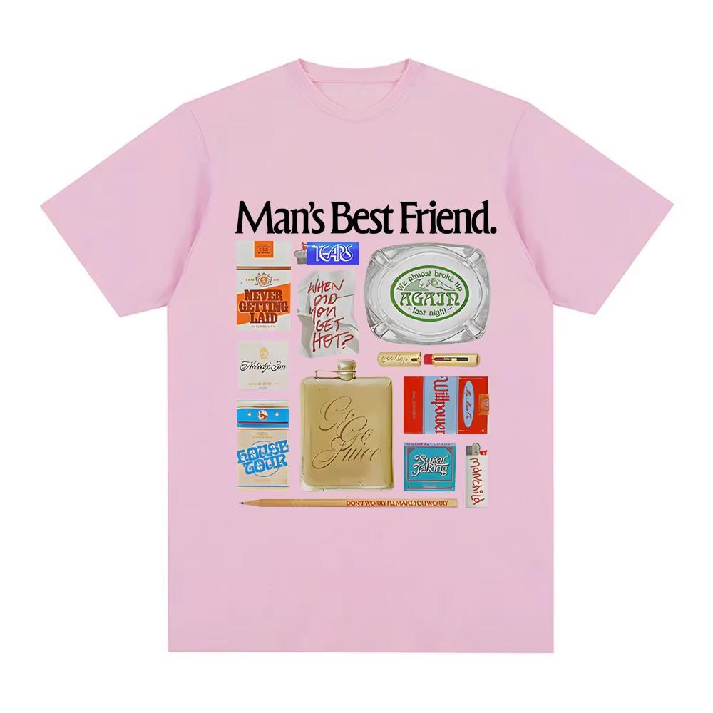 Sabrina Carpenter-MaN's Best FRIEND ObJect T-ShIrt T Shirt Summer Singer's Same StyleTee-shirt Korean Cotton Ropa HombreTops