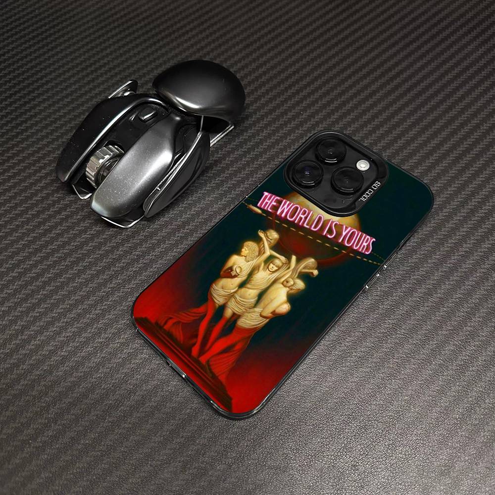 Классический S-Лицо со шрамом Тони Для iPhone 11 12 13 14 15 16 17 Pro Max Plus Цветной Черный Матовый Чехол для Телефона