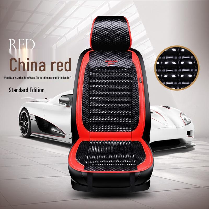 Wood Bead Ventilated Car Seat Cushion with Lumbar Support - Universal Four Seasons Cool Pad