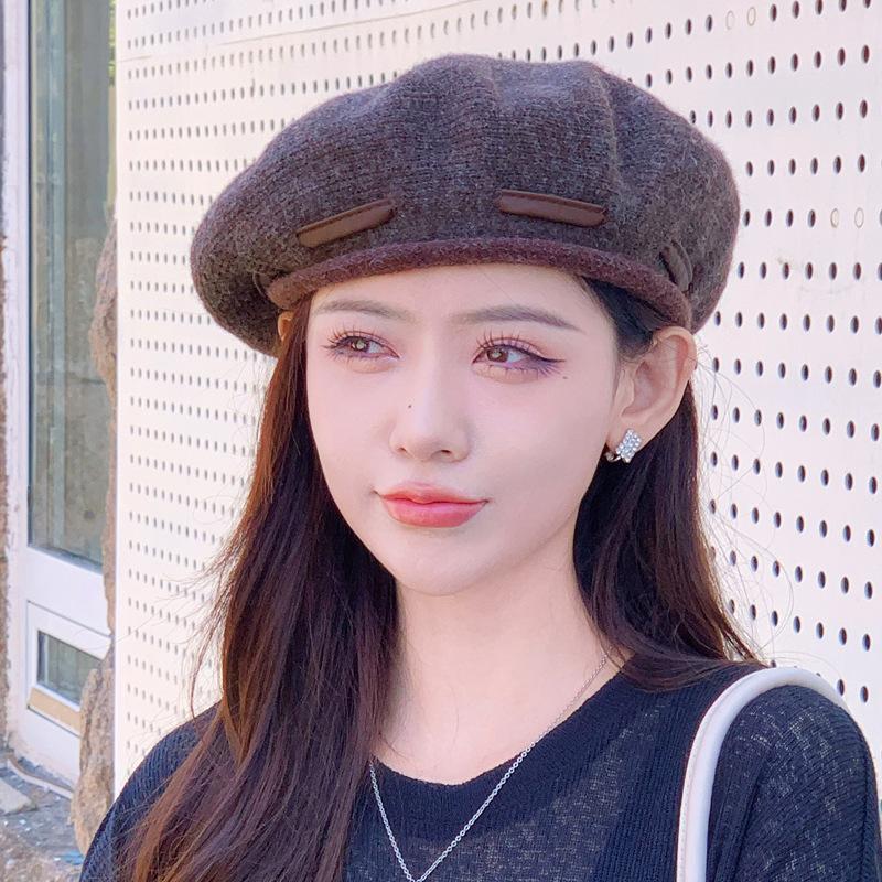 Autumn And Winter Beret Children Retro Painter Hat Fashion Versatile Big Head Circumference Show Face Small Knitted Warm