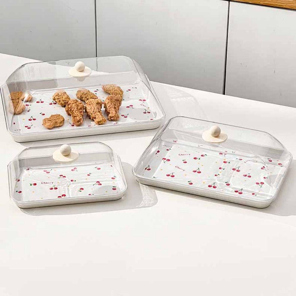 Cherry Pattern Plastic Dessert Tray Stackable Serving Tray Nordic Style Fruit Tray Jewelry Storage