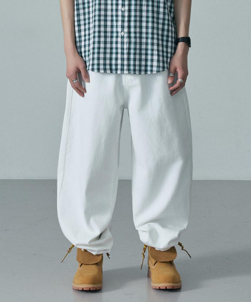 LXT Essential Cotton Wide Curved Chino Pants [White]