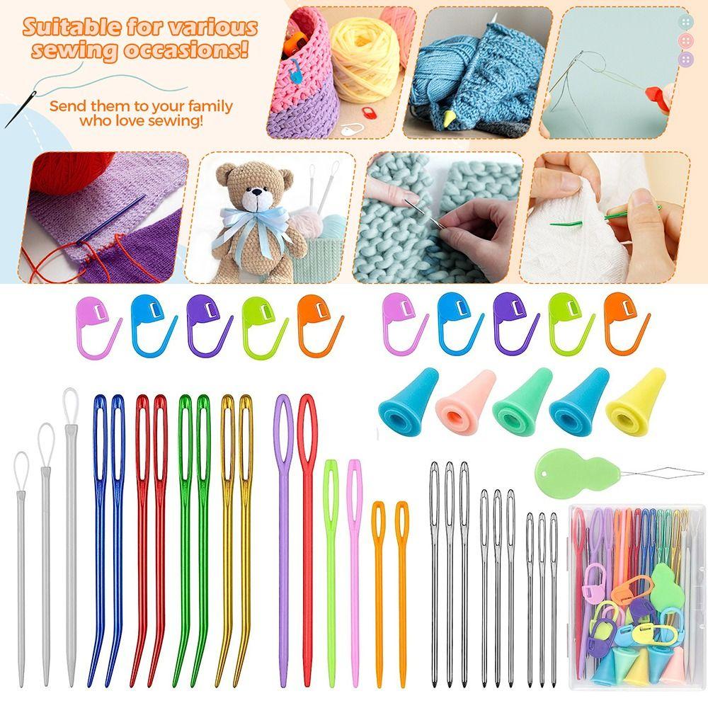 Multicolor Bent Tapestry Needle With Stitch Markers Darning Needles New Weaving Needle