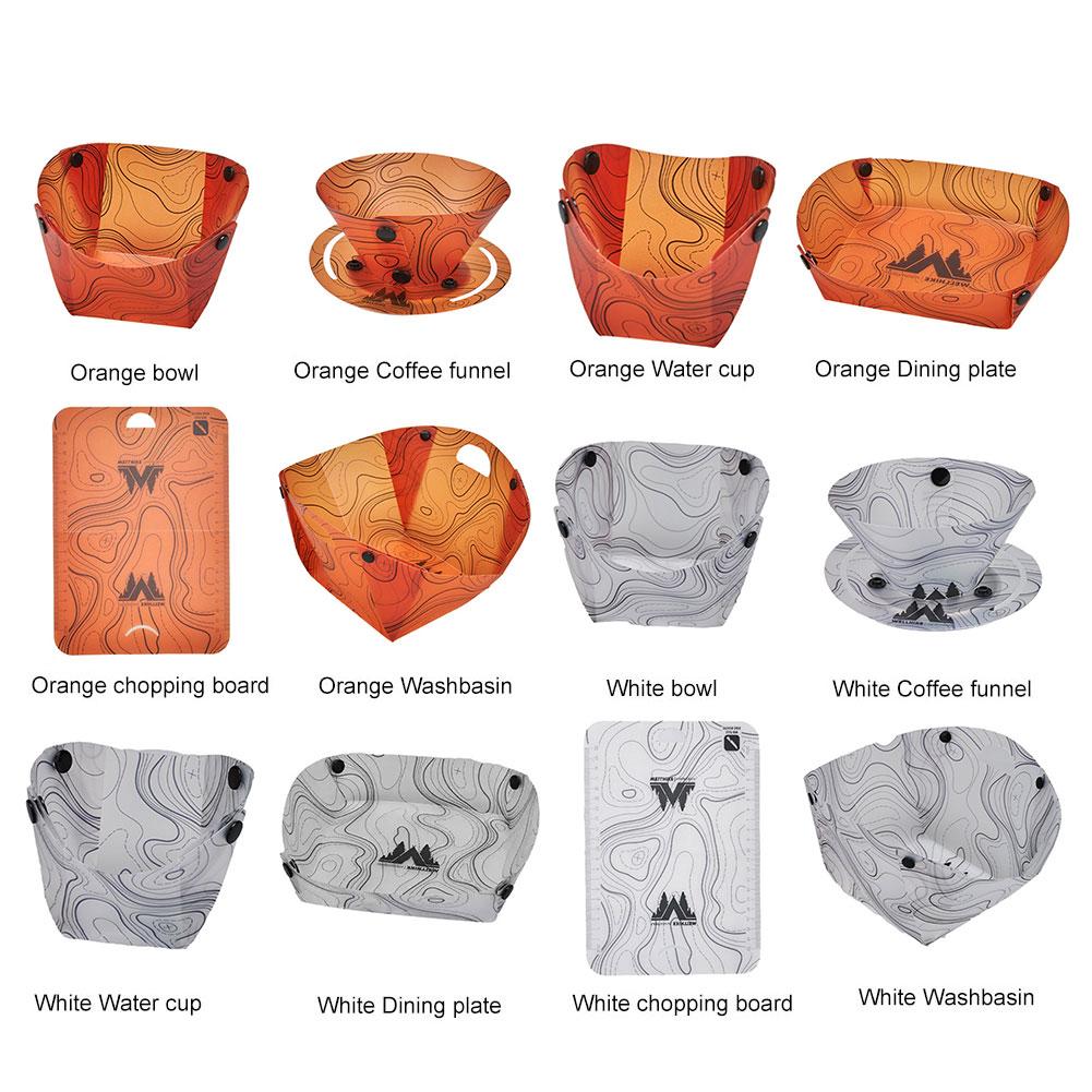 2Pcs Outdoor Lightweight Folding Tableware Portable Bowl Dinner Plate Coffee Filter Water Cup Multi-purpose Camping Tableware