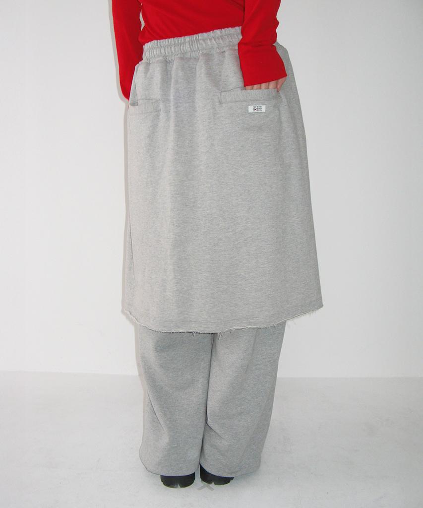 Ronron Layered Skirt Sweat Pants Gray