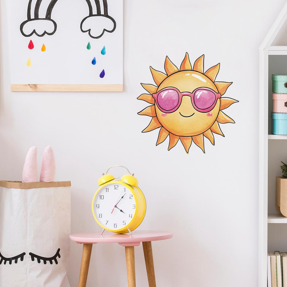 Creative Cute Sunglasses Sun Wall Sticker Self-Adhesive Removable Bedroom Living Room Hallway Dorm Home Decor Art