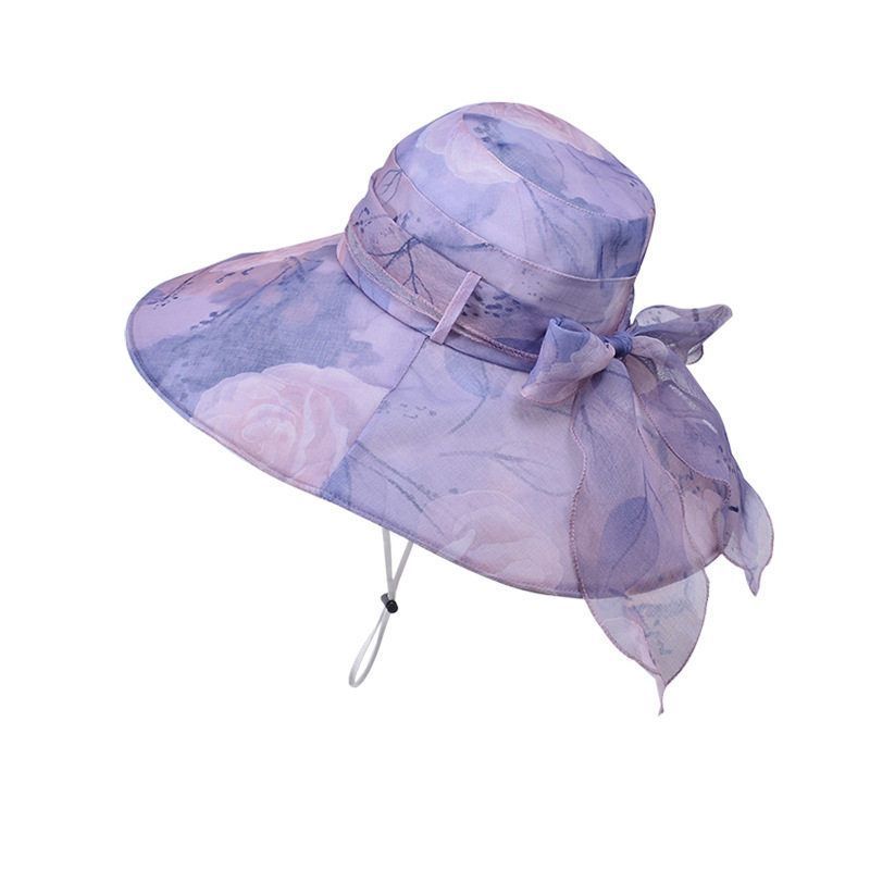 8453 New Sunscreen Hat Sun-Shade Fisherman Hat Fashion Breathable Spring and Summer Middle-Aged Women's Big Brim Sun Hat