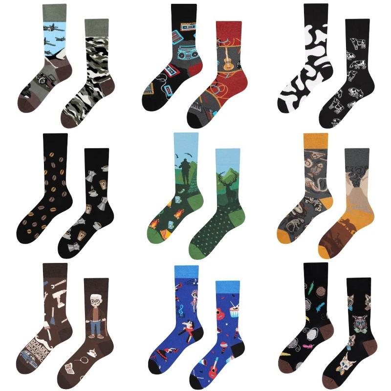 Creative and Fun Cartoon AB Trendy Asymmetric Mandarin Duck Men's and Women's Cotton Socks Medium High Socks
