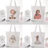 Kawaii Little Girl Print Shopping Canvas Tote Bag Harajuku Aesthetic Reusable Shopper Shoulder Bag Handbag Student Book Bags