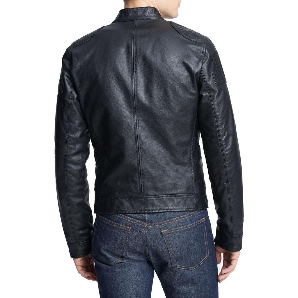 SKINOUTFIT Men's Genuine Lambskin Black Leather Jacket Stylish Motorcycle Bomber Biker Outerwear MJ 123