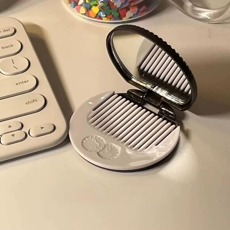 1 шт. симпатичное шоколадное печенье в форме печенья Oreo с шоколадным дизайном, зеркало для макияжа с 1 расческой, набор для женщин, складное зеркало для макияжа