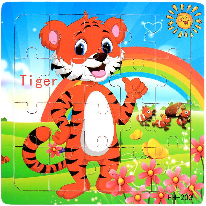 20-Piece Wooden Animal Cartoon Puzzle for Children Ages 3-7: Educational Early Learning Toy