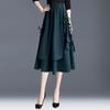 Весна и осень Юбка-полудлинная женская юбка А-силуэта с высокой талией Юбка средней длины для поездок на работу