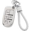 Jeep Key Fob Cover with Keychain, Soft TPU Key Case Protection Fit for Jeep Grand Cherokee Renegade Wrangler Patriot Grand