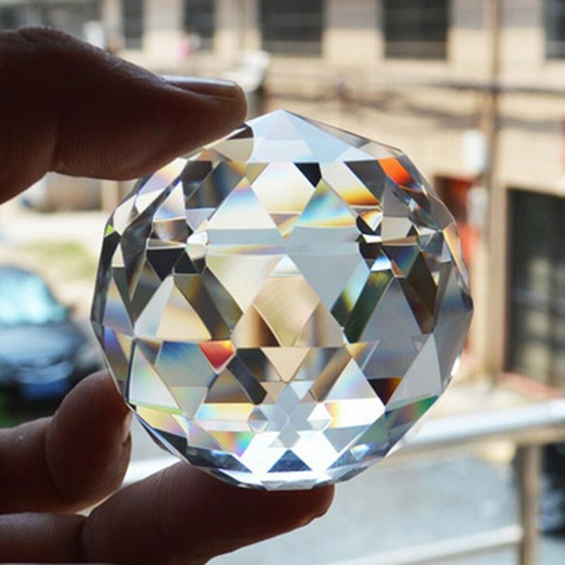 Crystal Cut Clear Sphere 50mm Faceted Gazing Ball Prisms Suncatcher Home Decor