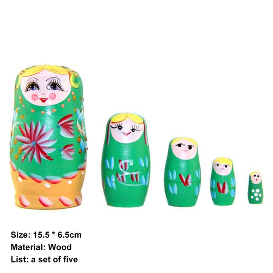 1 Set Nesting Doll Unique Pattern Wear Resistant Wood Girls Russian Stacking Dolls Desktop Decor for Home