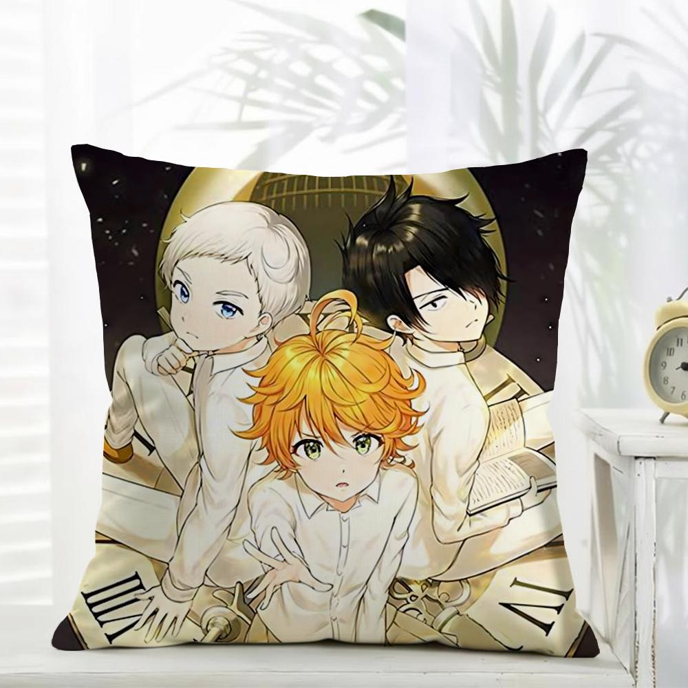 The Promised NNeverland Cushion Cover Daily Washable Linen Pillowcase Soft for Sofa Bed Home Room Decor