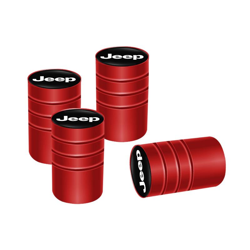 For Jeep 4Pcs Aluminum Alloy Car Tire Valve Cap Dust Cover Accessories For Jeep Grand Cherokee Wrangler JK Gladiator Compass