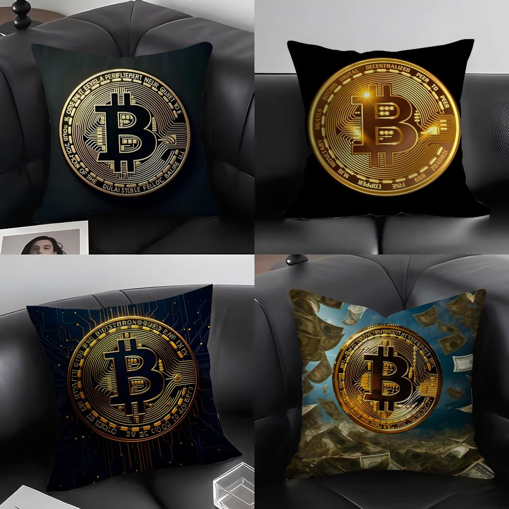 Модная Наволочка для Подушки Bitcoin Ультрамягкая Кожевенная Ткань Облачная Мягкость и Скрытая Молния
