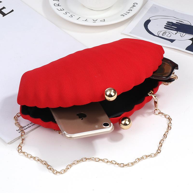 Модная знаменитость красная жемчужная пряжка ракушка ужин новая простая темпераментная женская сумка-клатч на цепочке