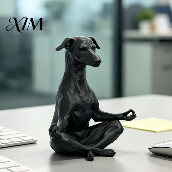 Modern Living Room Table Decor 3D Printed Meditating Dog Statue, Zen Sitting Puppy Figurine for Creative PLA Plastic Ornaments Home Decor, Animal