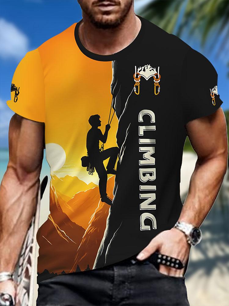 Мужская футболка с принтом 3D Mountain, летняя, удобная, дышащая, с короткими рукавами, для любителей активного отдыха, мужская футболка большого размера