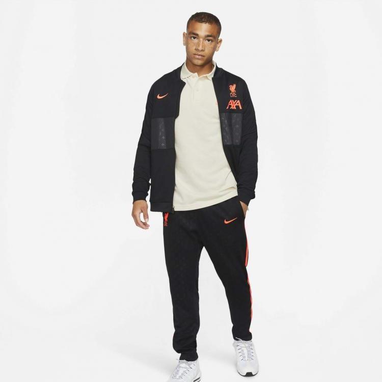 Nike Spliced Logo Print Long Sleeve Football Jacket 21-22 Season Liverpool Men Tops Black DA2774-011