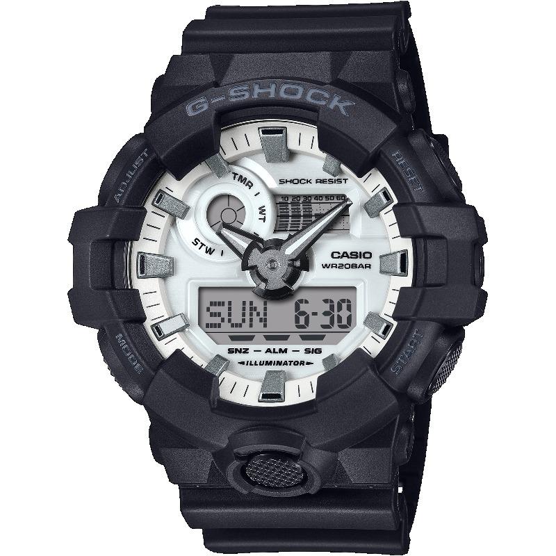 Casio Мужские часы G-SHOCK на смоляном ремешке, водозащита 200 м, аналоговые, ударопрочные, кварцевые, GA-700WD-1A