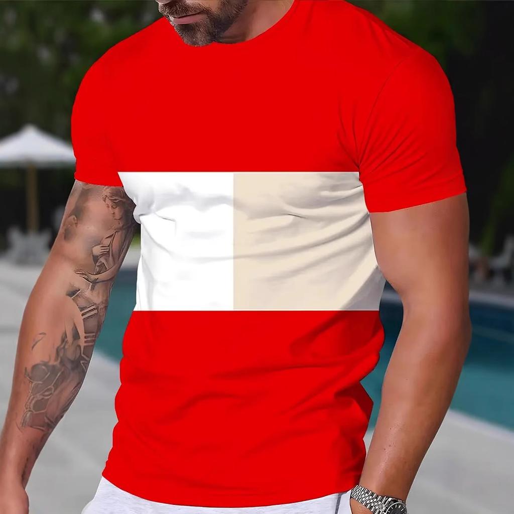 Мужские полосатые 3D футболки Повседневные дышащие футболки с круглым вырезом и коротким рукавом для активного отдыха Летние оверсайз уличные топы