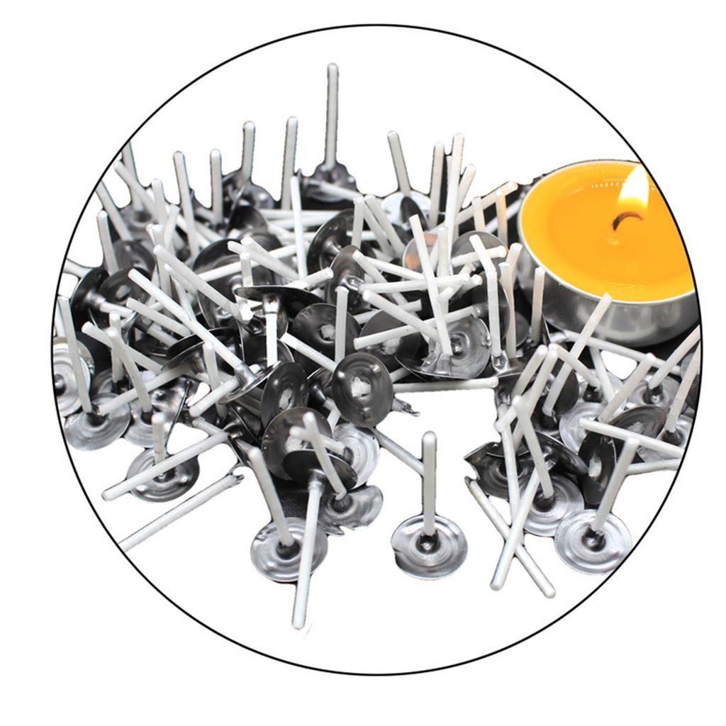 Упаковка из 200 предварительно прошитых хлопковых фитилей для свечей с металлическими поддерживающими язычками для декоративных чайных свечей