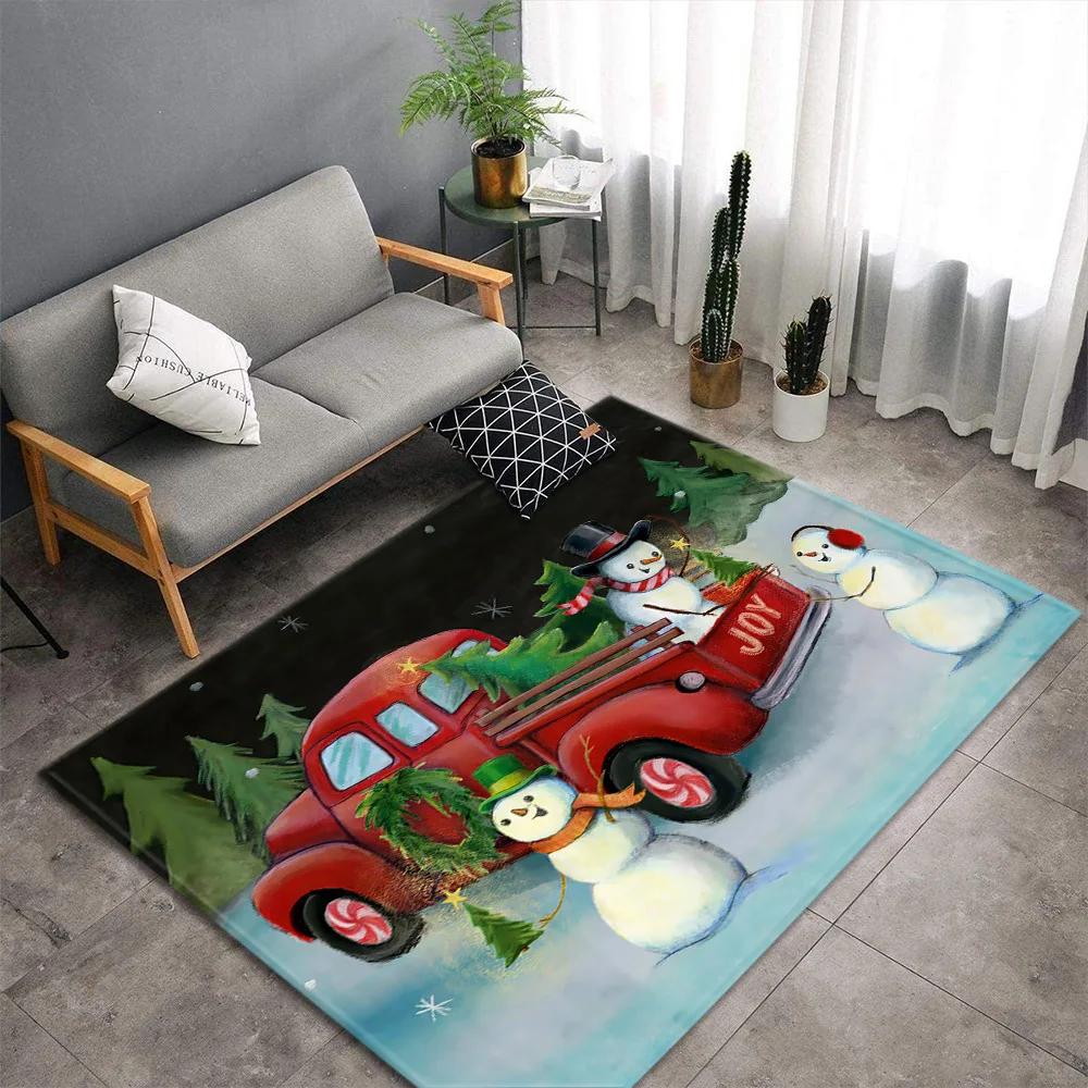Christmas Santa Snowman Carpet for Living Room Decor Sofa Table Large Area Rugs Bedroom Bedside Floor Mat Christmas Decoration