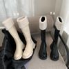 Длинные сапоги-рыцари на толстой подошве, женские высокие сапоги 2024 года, осенне-зимние новые сапоги из плюша и хлопка, зимние сапоги