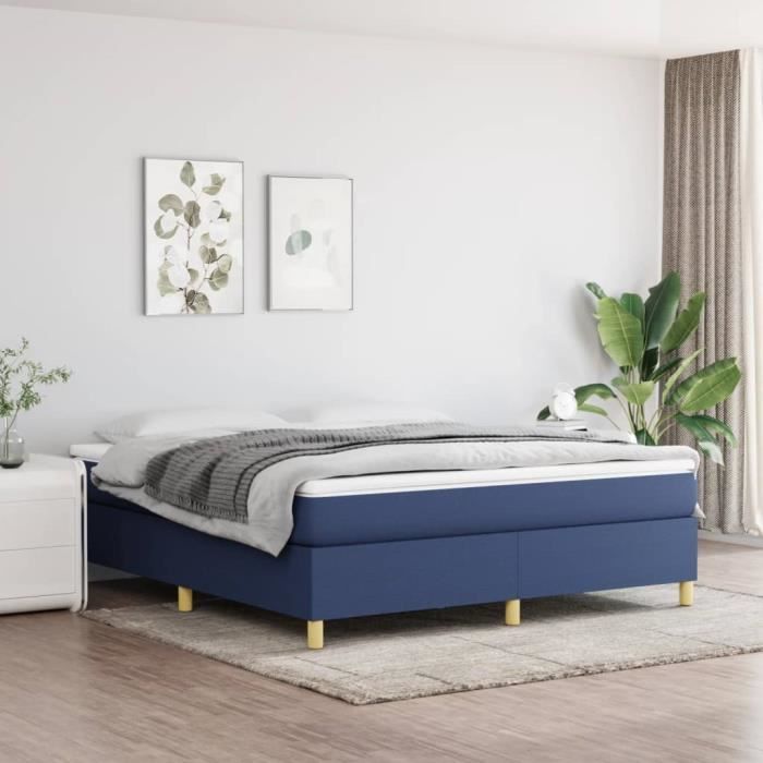 3144536 vidaXL Divan Bed with Mattress Blue 160x200 Cm Fabric
