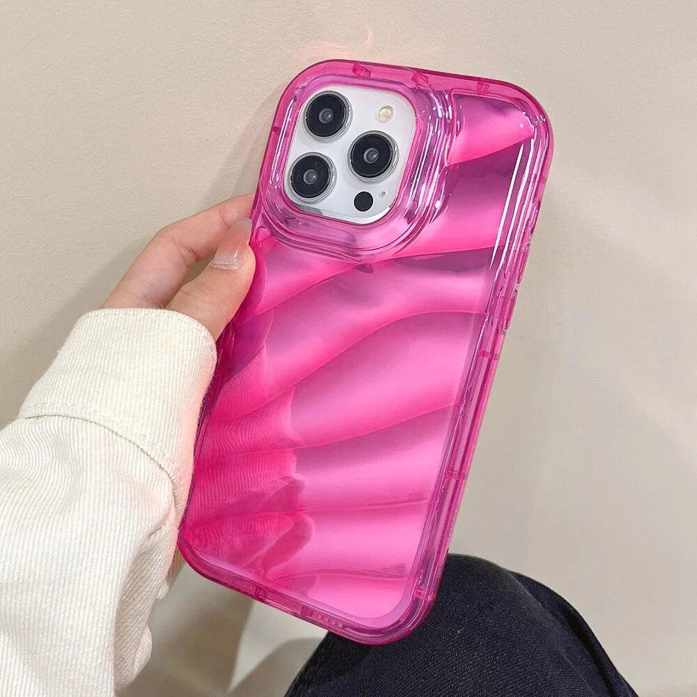 Роскошный чехол с лазерным волнистым узором для iPhone 11, чехол для iPhone 13, 15, 14, 12 Pro Max 6, 6S, 7, 8, 15 Plus X XS XR SE, однотонный чехол