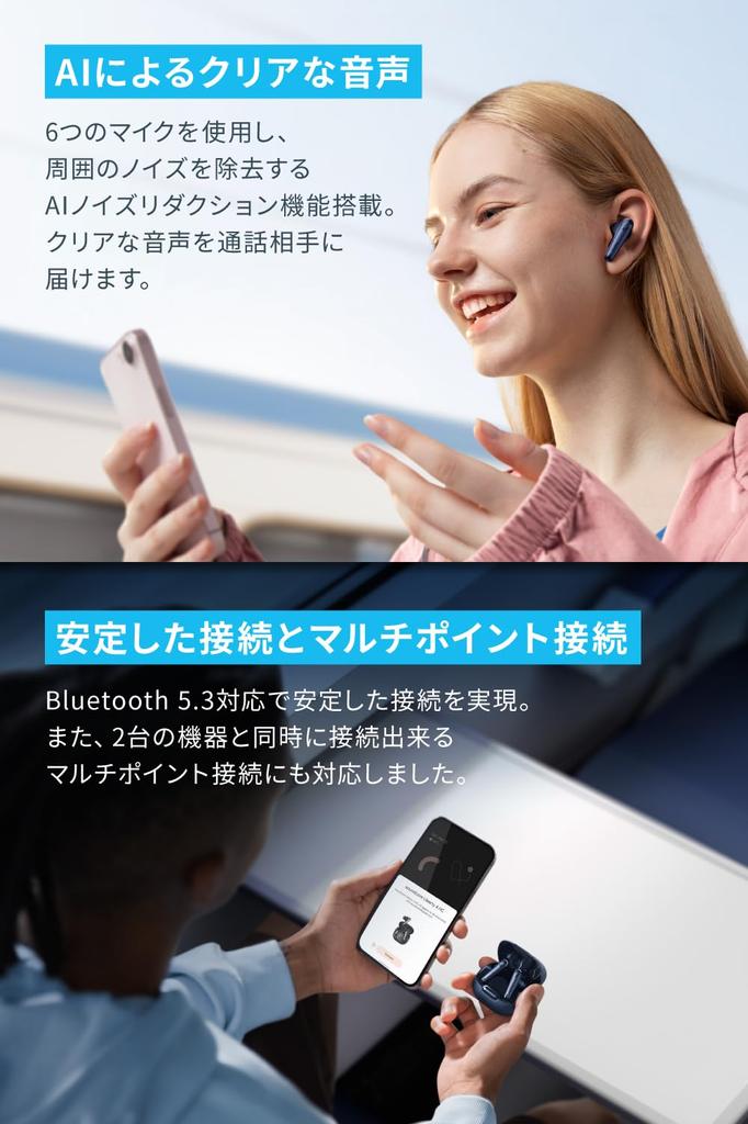 Anker Soundcore Liberty 4 NC (Blueooth 5.3) [Полностью наушники/Ультра шумоподавление 3.0/Захват внешнего звука] Темно-синий