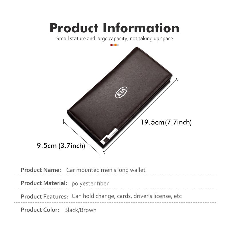AANV1 Leather Car Emblem Credit Card Purse Portable Large Wallet For KIA Rio K5 K2 Sportage Ceed Sorento Picanto Stinger Soul