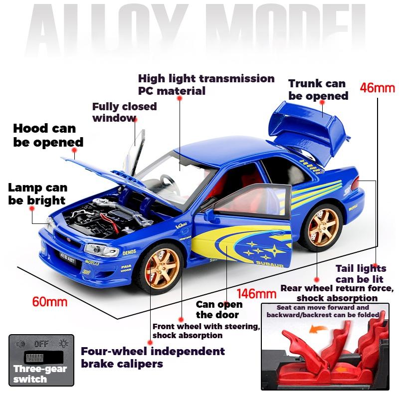 1/32 Subaru Impreza WRX STI Supercar Diecast Model Alloy Metal Car Classic Love Collection Hobby Birthday Gifts with Friend