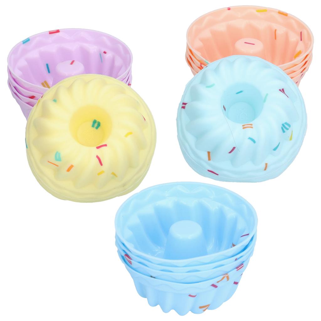 20Pcs Small Cake Cup Baking Mold Reusable Easy Clean Silicone Mini Cupcake HoldersThread Set