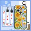 Silicone Soft Case Phone Case For Redmi A4 5G Wrist Strap Ring Kickstand Flower Anti-dust Lanyard Phone Holder Durable
